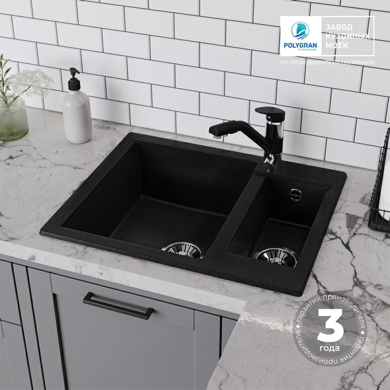 Кухонная мойка Polygran BRIG-620 Цвет Чёрный