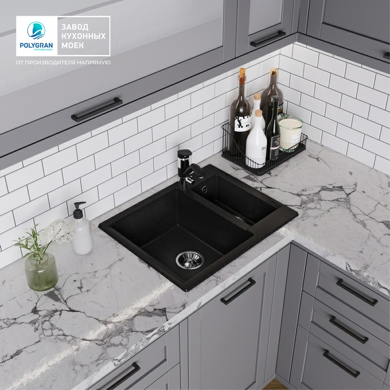 Кухонная мойка Polygran BRIG-620 Цвет Чёрный