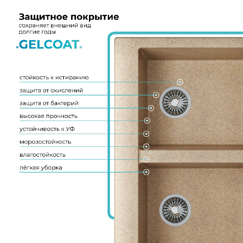 Кухонная мойка Polygran BRIG-790 Цвет Песочный