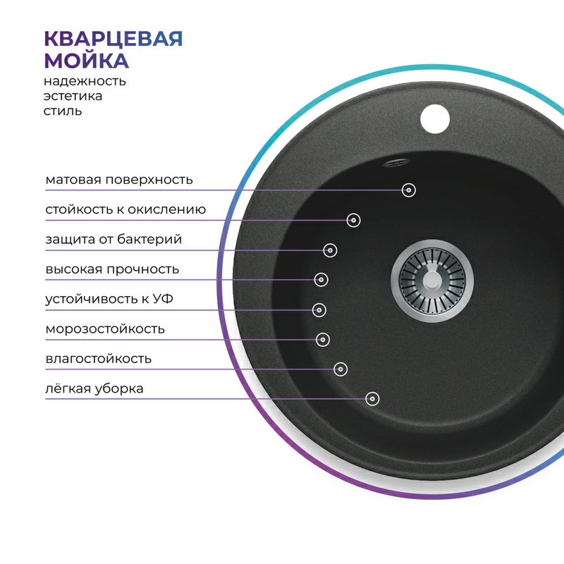 Кухонная мойка Tolero R-108 Цвет Уголь