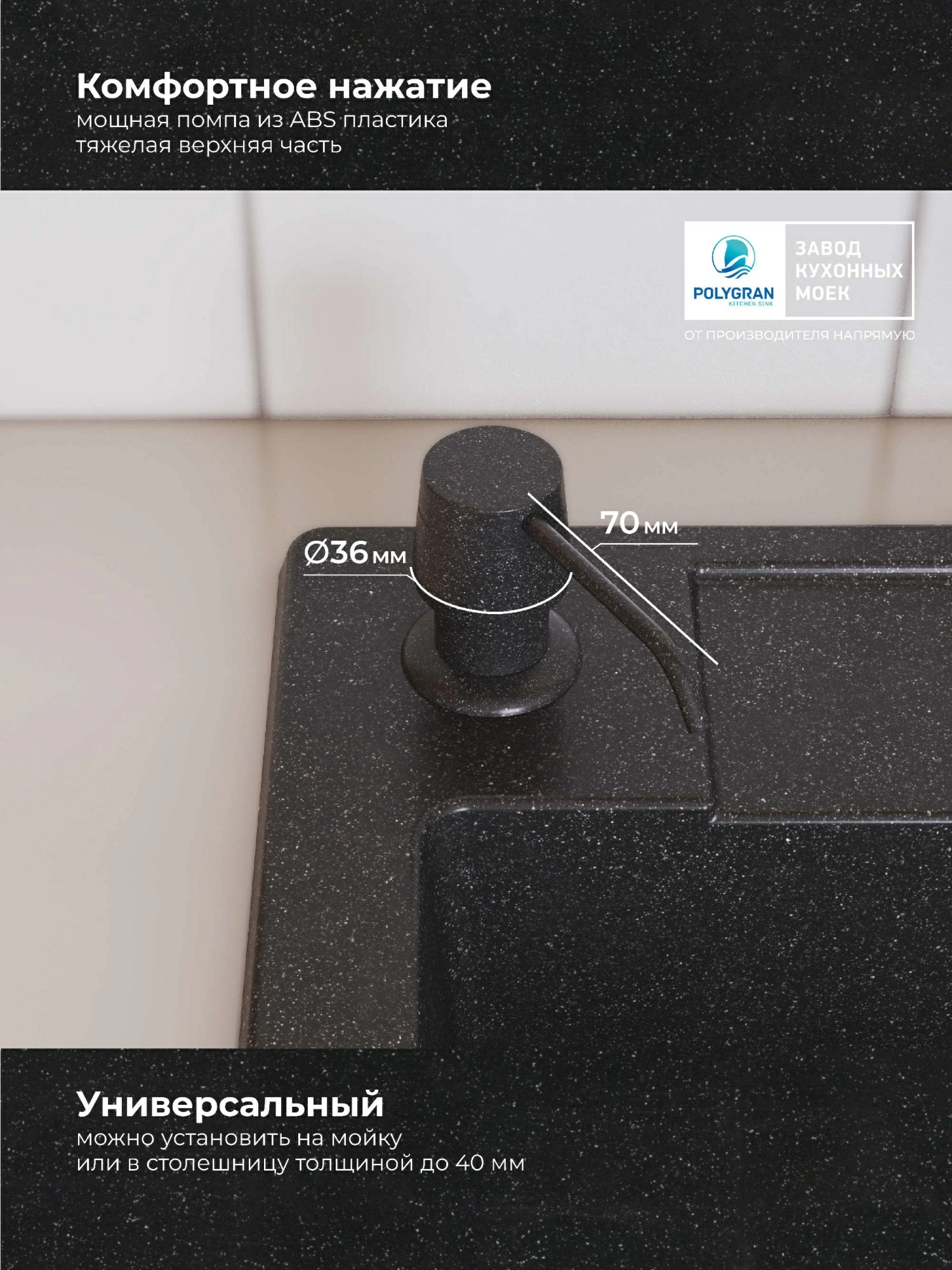 Дозатор для жидкого мыла Цвет Чёрный