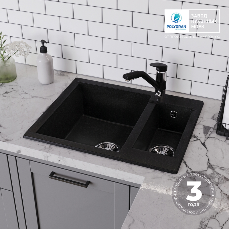 Кухонная мойка Polygran BRIG-620 Цвет Чёрный